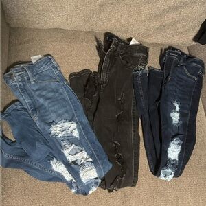 Distressed Denim Jeans Bundle - Blue and Black